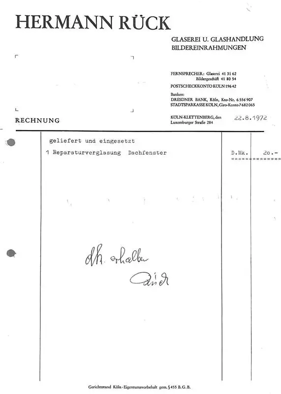 Hermann Rück Rechnung